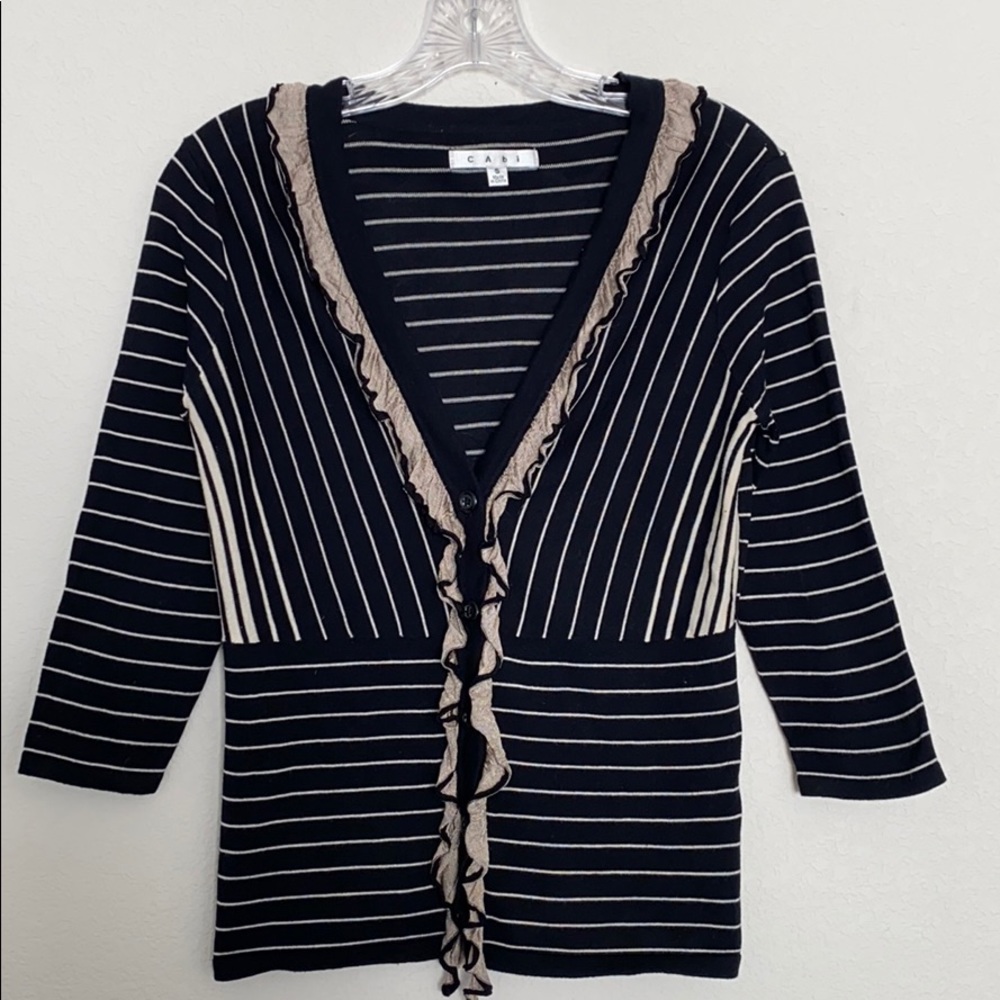 CAbi “The Flirt” Striped Cardigan Size S